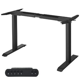 Електрична настільна підставка SONGMICS з регулюванням висоти, подвійний двигун, з гачками, безступінчасте регулювання, функція пам&39яті, сталь, чорний колір LSD019B01