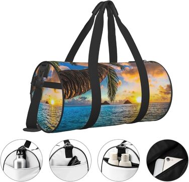 Спортивна сумка для подорожей, пляжна сумка з принтом Захід сонця, сумка на нічліг, чорна, універсальний розмір