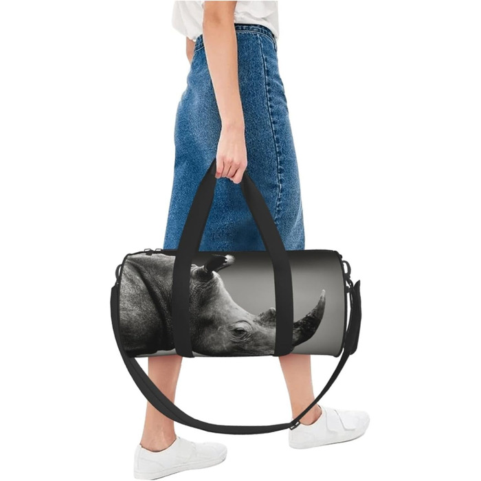 Спортивна сумка-рюкзак для подорожей з африканським принтом носорога, чорна, універсальний розмір