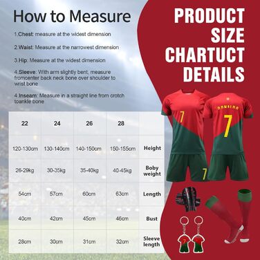 Футбольна майка для дітей, майка 7, футбольний комплект, що включає футбольну футболку, шорти, шкарпетки та щитки для гомілок, футболка для активного відпочинку для хлопчиків, розмір костюма 22, червоно-зелений