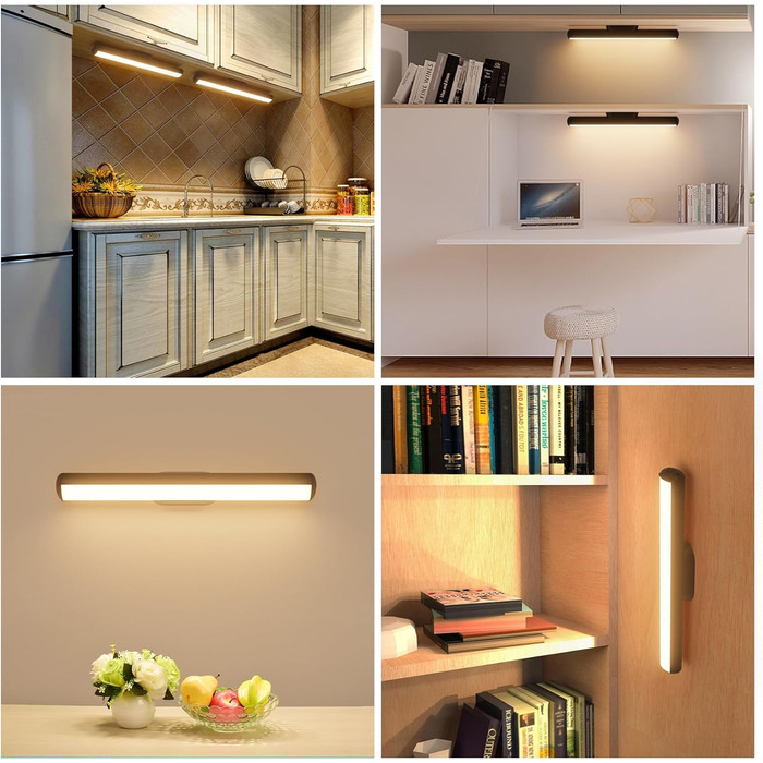 Кухонне освітлення під шафою Світлодіодний бездротовий затемнення, магніт для освітлення шафи на батарейках 4000 мАг, настільна ла