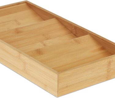 Шухляда для спецій Relaxdays, бамбук, ВxШxГ 5 x 20 x 38 см, 3 яруси, шухляда-вставка для спецій, тримач для спецій, натуральний колір 1