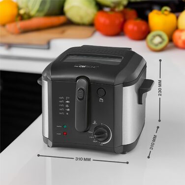 Фритюрниця Clatronic з місткістю олії/жиру 2.5 л Фритюрниця з контейнером для олії з антипригарним покриттям Frying Eye з 2 світловими індикаторами З оглядовим вікном і фільтром для запахів і жиру ФР 3649