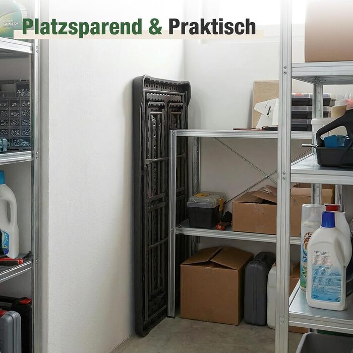 Складаний пластиковий пивний садовий набір Sekey Обідній стіл 113 x 61 см з 2 лавками для 4 осіб Набір для пивного саду для приміщень/вулиці Садовий комплект пивних столів (чорний) Чорний/113 см