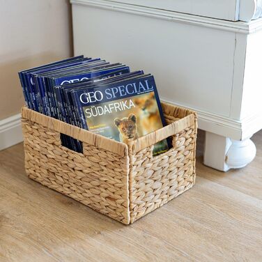 Кошик для зберігання HMF, сплетений з водяного гіацинта підходить для книжкової шафи Billy 35 x 25 x 20 см