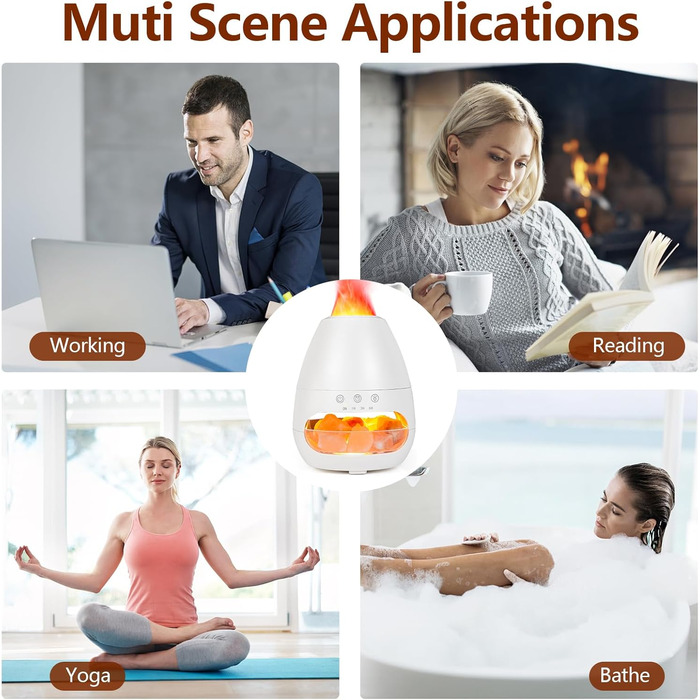 Аромадифузор, полумя зволожувача Glovios 200 мл, дифузор ефірних олій із функцією синхронізації, ароматична лампа для домашнього офісу, ароматична йога, безводне автоматичне відключення/низький рівень шуму (білий)