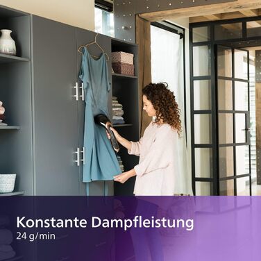 Портативний паровий випрямляч - 1300 Вт, постійна потужність пари 24 г/хв, компактний та ергономічний дизайн, нагрівальна пластина