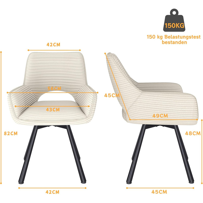 Обідній стіл з 4 стільцями, дерев&39яний обідній стіл 140x80x76 з темною стільницею, обідній стілець, що обертається на 360, з підлокітниками, гарнітур для кухні, вітальні та їдальні, сучасний м&39який стілець бежевого кольору, 4 бежевого кольору, стіл з 