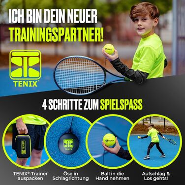 Тенісний тренажер TENIX Power Grip автотренажер для дітей та дорослих грайте соло у дворі, парку, на корті м’яч на гумці 5 м + антиковзка база + чохол 1000 ударів без партнера оригінал 2025
