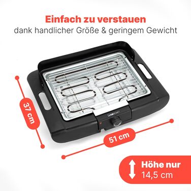 Настільний гриль Clatronic Барбекю електричний гриль ідеально підходить для балкона та кухні поверхня гриля 35 x 24 см електричний