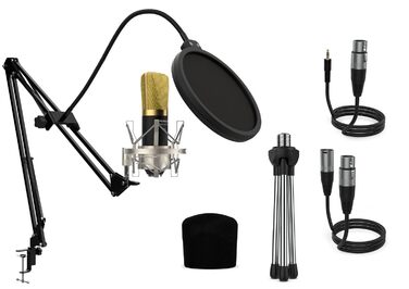 Студійний набір мікрофонів Audibax Berlin 1800 Gold Pro Pack мікрофон, стійка, поп-фільтр та кабелі