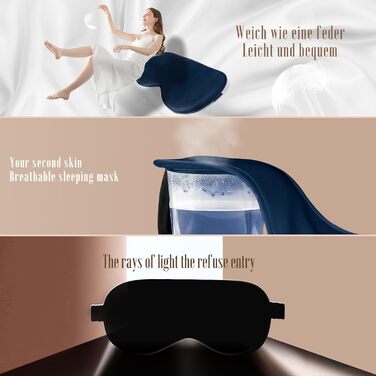 Шовкова маска для сну BLSSNZ, м'яка, дихаюча, органічна, з натурального шовку шовковиці, непрозора, з регульованими ремінцями (тем