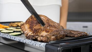 Електрична сковорода Rock&Water 2000.Кам'яне облицювання RockStone, регульований термостат, можна мити в посудомийній машині, 40 x 20 (2150 Вт, сірий і чорний) Rock and Water Сірий і чорний