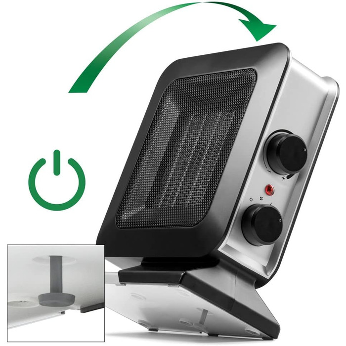 Керамічний вентилятор-обігрівач TROTEC TFC 13 E Теплова потужність 700 Вт / 1400 Вт Електричний обігрівач з термостатом, розмір приміщення від 20 м до 50 м, чорний 1400 Вт Чорний