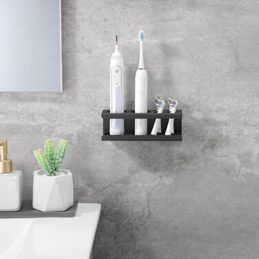 Тримач для зубної щітки OETAMS Тримач для електричної зубної щітки, тримач для зубної щітки з нержавіючої сталі Настінний самоклеючий тримач для зубної щітки Чорний тримач головки щітки без свердління