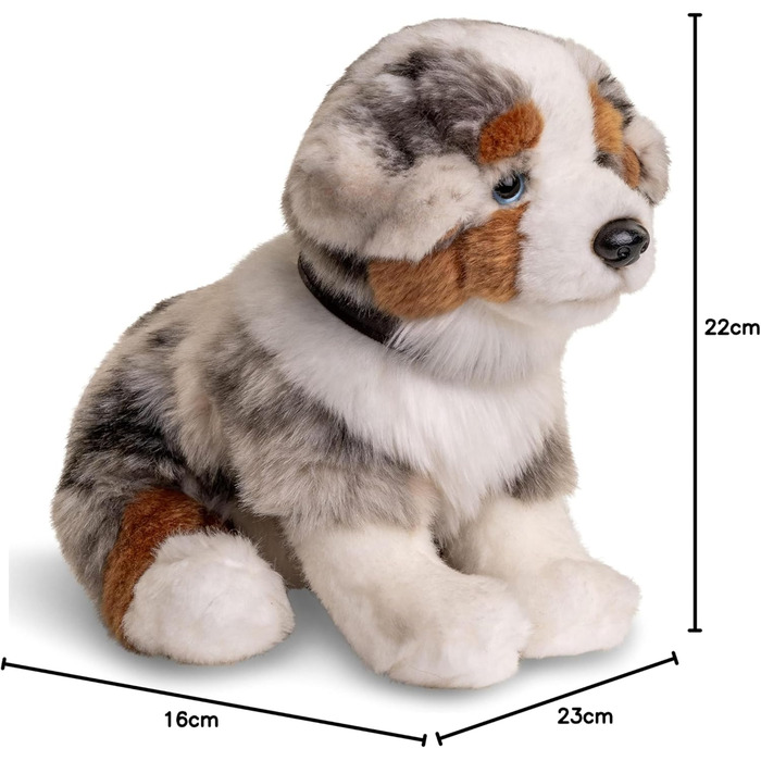 М'яка іграшка Uni-Toys - цуценя австралійського келпі, що сидить (з повідцем) - 22 см (висота) - плюшевий песик, домашній улюбленець