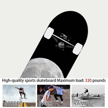 Скейтборд Alihoc 31" Standard Skateboard – Night Wolf Head для дітей, підлітків, дорослих, початківців та професіоналів, з максимальним навантаженням 150 кг. Голова Нічного Вовка