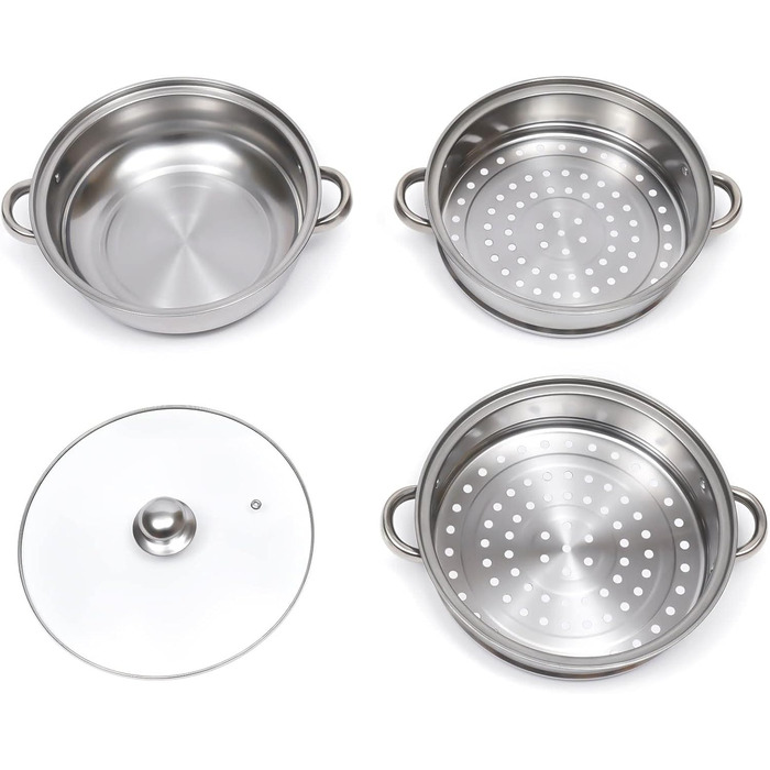 Рівнева пароварка з нержавіючої сталі зі скляною кришкою Пароварка з нержавіючої сталі (304) Каструля великої місткості Індукційна