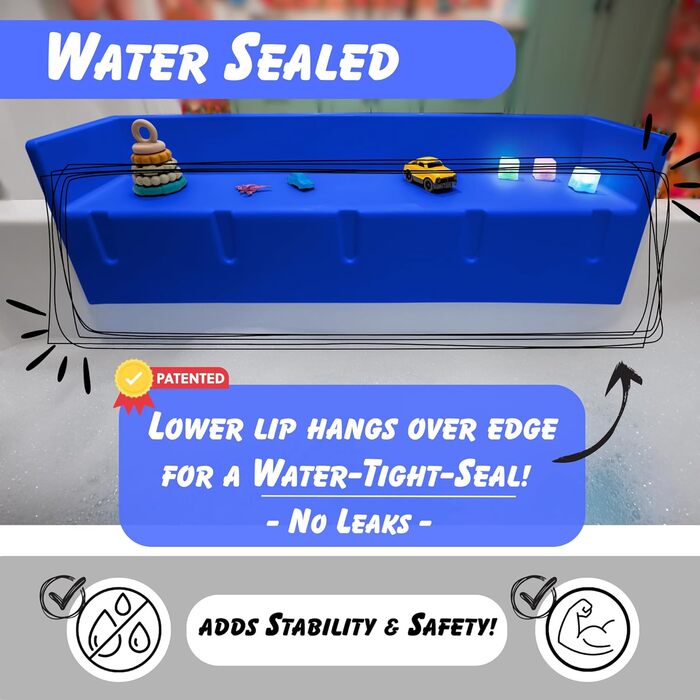 Захист від бризок для ванни, ігрова полиця тримач для іграшок кріплення на присосці до ванни запобігання розливанню води у ванній кімнаті розваги для синього