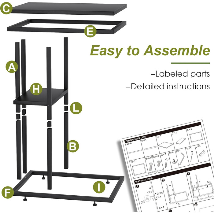 С-подібний приставний столик, приставний столик до дивана, журнальний столик, маленький столик, столик до дивана, тумбочка для ліжка, бічний столик, приставний столик до дивана, маленький столик для ноутбука, столик до дивана, дерев&39яне оздоблення, чорн