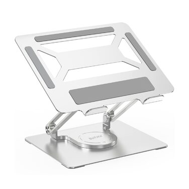 Підставка для ноутбука BoYata для столу, регульована з поворотною базою на 360, ергономічний складаний тримач для ноутбуків, сумісна з MacBook Pro/Air та ноутбуками до 17 дюймів срібляста