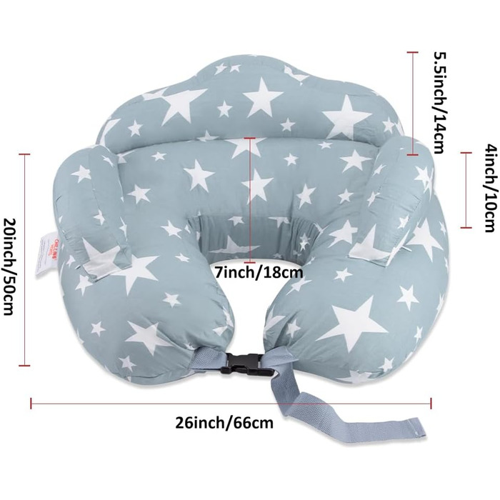 Подушка для годування Chilling Home, подушка для вагітних, подушка для сну на боці для дитини, подушка для вагітних з бавовняним чохлом для подушки для годування, регульована подушка, подушка для годування для вагітних, немовля, синьо-біла зірка