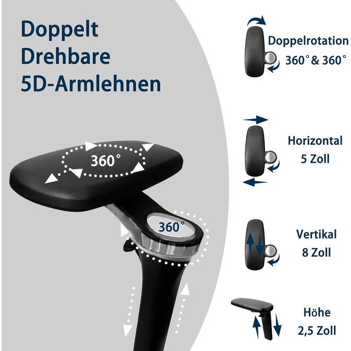 Ергономічне офісне крісло для високих і важких людей з підставкою для ніг, регульованими підлокітниками 5D, поперековою опорою, сітчастою спинкою, регульованою глибиною сидіння, обертове ігрове крісло, чорний колір S3 Elite Pro