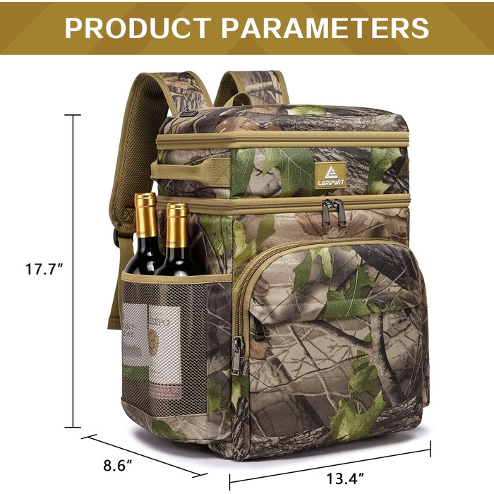 Рюкзак Великий утеплений камуфляж із охолоджувальним відділенням для чоловіків і жінок - Ідеальний пікнік Подорож Кемпінг Тактичний пляж, 54 Cans Thermal Cooler Bag