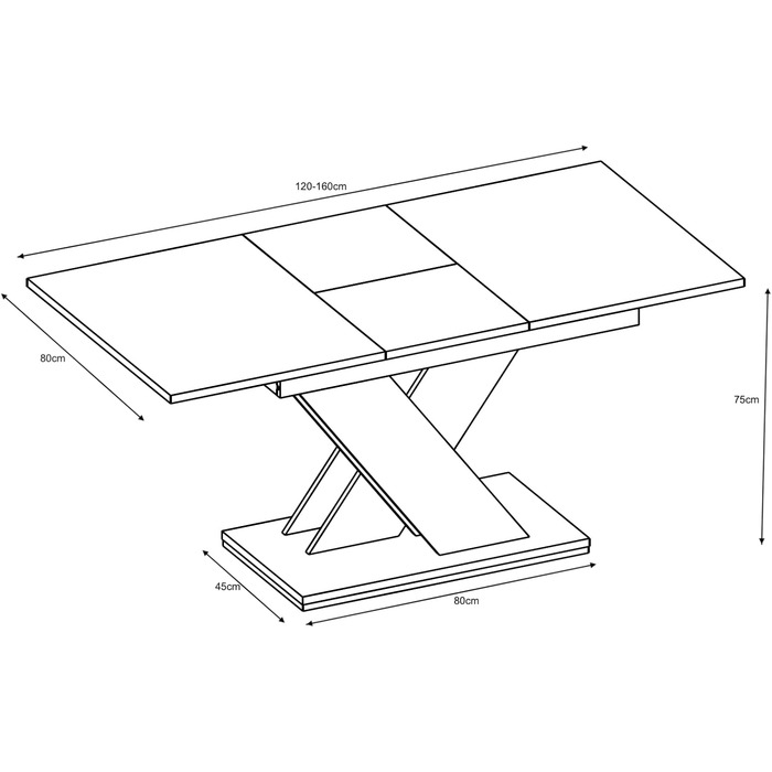 Розкладний обідній стіл Furneo Modern, 120-160 см, сірий мармуровий ефект, Tavolo02, МДФ