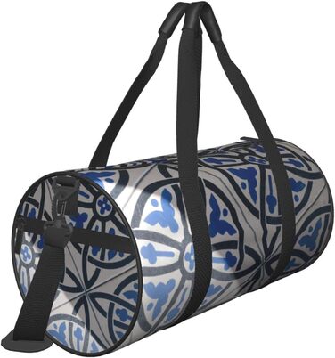 Дорожня сумка-циліндр з квітковим принтом, синьо-біла, для чоловіків та жінок, спортивна сумка, сумка для подорожей