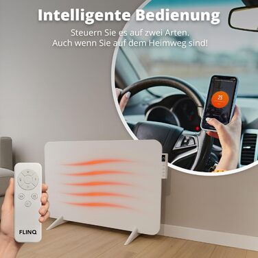 Розумний інфрачервоний обігрівач FlinQ 450 Вт Електричний радіатор Інфрачервоний настінний та окремостоячий пристрій Електричний обігрівач для ванних кімнат З термостатом Біла панель 450 Вт