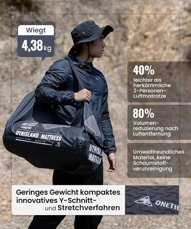 Самонадувальний надувний матрац з високим значенням R, надувне ліжко для 2 осіб, надувний матрац для гостей з мішком-насосом, для кемпінгу, подорожей та використання на свіжому повітрі (132 201 см)