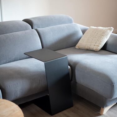 С-подібний журнальний столик MILUKA, чорний метал, 30x40 см Невеликий столик для вітальні, столик для дивана або столик для ноутбука Сучасний дизайн для вітальні та балкону