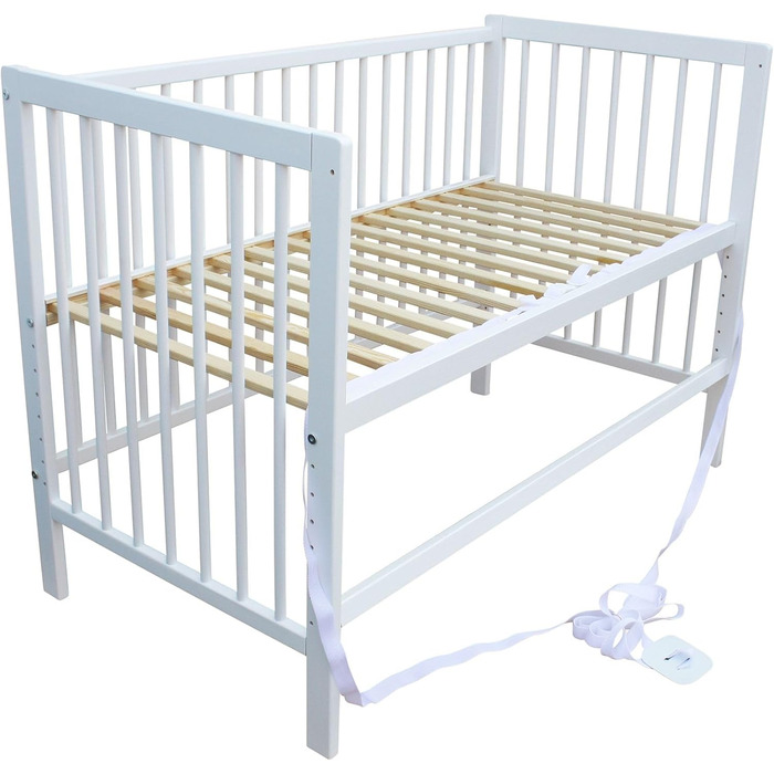 Дитяче ліжко Micoland - Приліжкове ліжко - Дитяче ліжко 120x60 см Трансформоване ліжко з ремінцем та колесами (біле) Біле