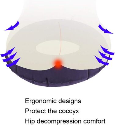 Надувна подушка для сидіння Pongnas, надувна кільцева подушка, від болю в куприку, геморою, радикуліті, рельєфна подушка для офісного крісла, автомобіля, сидінь, подорожі, інвалідний візок (R400)