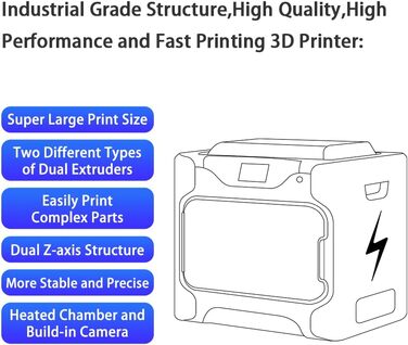 Принтер, конструкція промислового класу, з подвійним екструдером для швидкого друку, надвеликий розмір друку 330 250 320 мм, 3D-