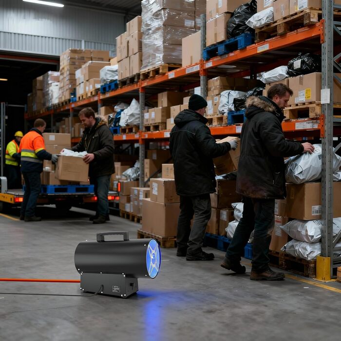 Газовий обігрівач Froadp 30 кВт, чорний, газовий обігрівач для використання в приміщенні, портативний газовий обігрівач із захистом від перегріву, включаючи регулятор тиску 700 мбар та шланг 1,5 м, для будівельних майданчиків, майстерень, складів 30 кВт