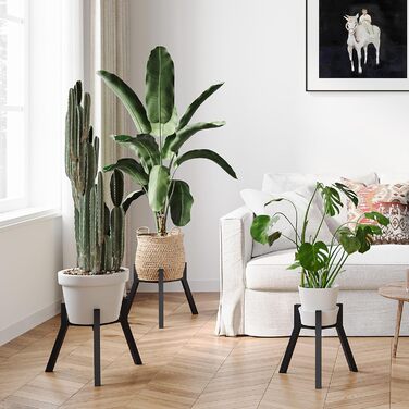 Регульована підставка для рослин, 2 шт., для використання в приміщенні/на вулиці, металева підставка для квітів, міцна опорна рама, квітковий табурет для горщиків різних розмірів, чорний PS-007BK-2