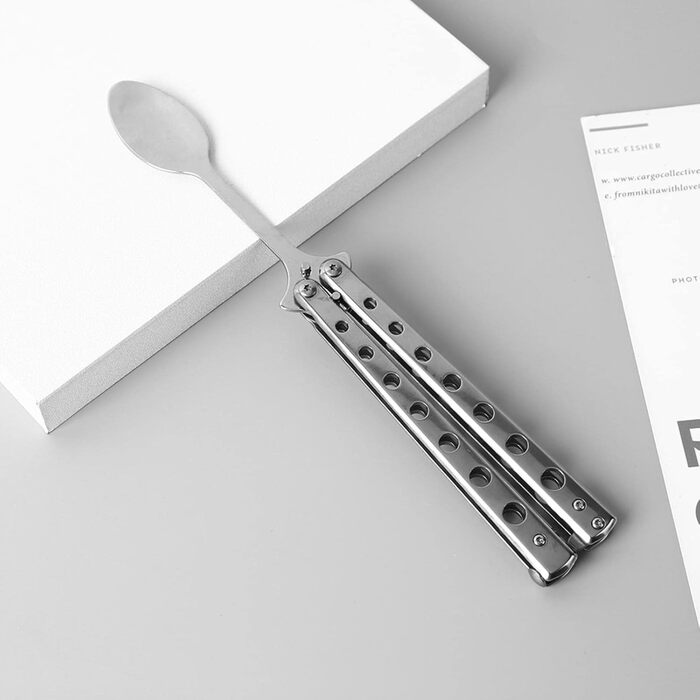 Металевий складний тренажер Balisong, ложка, виделка, ніж-метелик, тренажер для безпеки гри, кемпінговий посуд - Іспанія, виделка ІСПАНІЯ