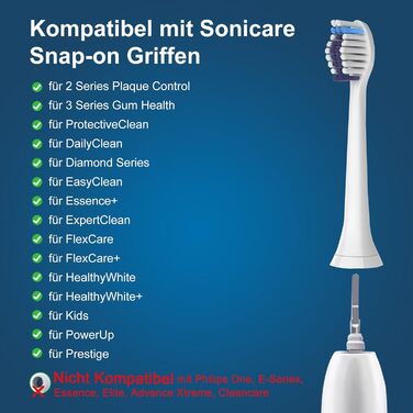 Змінних щіток Whitening Clean, сумісні з електричною зубною щіткою Philips Sonicare, 8 білих і 8 чорних насадок для щітки., 16