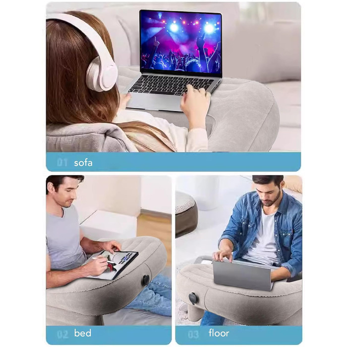 Ігрова подушка для читання, портативна м&39яка повітряна подушка для колін для дорослих, надзвичайно велика надувна подушка для читання при ліжку, подушка для підлокітника, для читання, гри, роботи