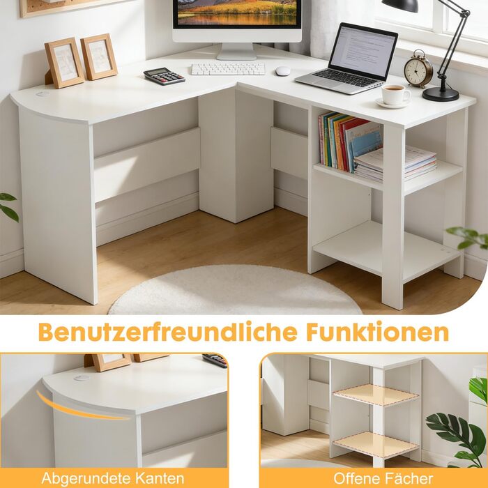 Комп&39ютерний стіл Офісний стіл з тримачем для навушників та сумкою для зберігання Невеликий стіл для навчання Дерев&39яний ПК стіл Офісний стіл для домашнього офісу 51 дюймів білого кольору