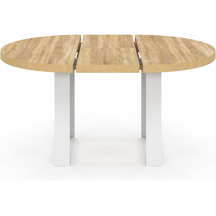 Круглий розкладний обідній стіл Phoenix для 6-8 осіб, дерево та білий колір, 120-160 см