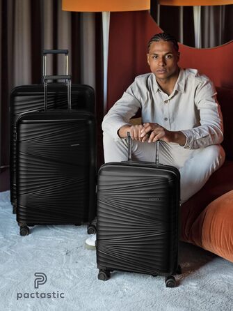 Ультралегка валіза для ручної поклажі з твердою оболонкою Маленький візок для ручної поклажі 39 x 20 x 55 см 41 літр Поліпропілен та TSA лише 2,25 кг (Колекція 02) Чорна металева валіза S (55 см)