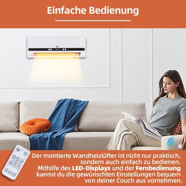 Настінний вентилятор-обігрівач SHX PTC 2000 Вт SHX501HEAT2023 нагрівальний елемент PTC, 2 рівні нагріву, 3 режими роботи, 2000 Вт, електронний термостат, програмування таймера, пульт дистанційного керування, білий