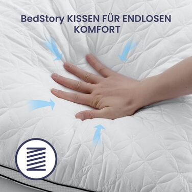 Подушки BedStory 80x80 см, 2 шт., подушки для сну виготовлені з 2 мікрофібр 1500 г, дихаючі та пральні подушки, ідеально підходять для глибокого та спокійного сну, сертифіковані Oeko-Tex, білі та чорні, 80x80 (2 шт.)