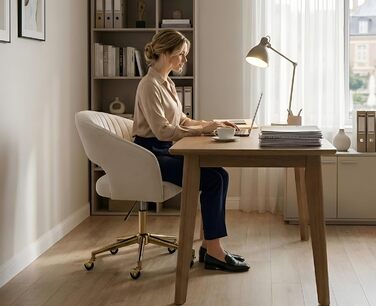 Регульоване офісне крісло Chairus з шенілу для домашнього використання, обертове комп&39ютерне крісло, сучасне туалетне крісло, письмове крісло з відкритою спинкою (бежевий)