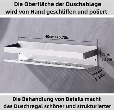 Полиця для душу HomeHeng без свердління Полиця для ванної Полиця для ванної Полиця для душу Настінна полиця Кошик для душу з нержавіючої сталі Полиця для ванної кімнати Полиця для душу Настінна полиця з матового нікелю, H91107-40BN