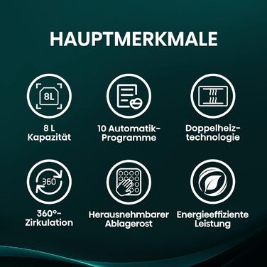 Аерофритюрниця Hisense HAF2100DCD, 2100 Вт, 7.7 л, 10 програм, антипригарне покриття, функція відкладеного старту, чорна