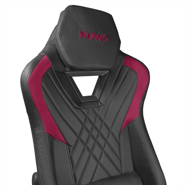 Ергономічне ігрове крісло Nuwo DoXx, крісло для ПК, ігрове крісло, 2D підлокітники, регульована спинка та висота, поперекова підтримка та підголівник, 120 кг, червона серія DoXx